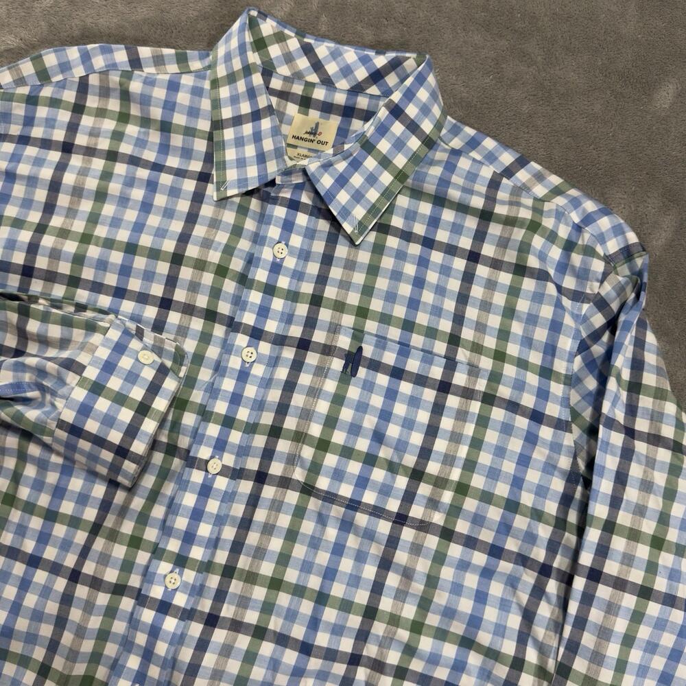 Johnnie-O Hanging‎ Out Shirt Mens XL Green Blue Athleisure Pocket